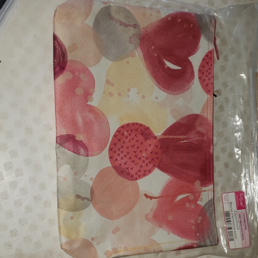 Thirty-One Heart Pattern Mini Bag - Pink and Red